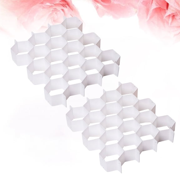 BESTYASH White Plastic Honeycomb Drawer Grid Divider Adjustable Organizer for Drawer Organizing 4Sets