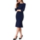 thumbnail image 4 of VESTIDO ELEGANTE DE MUJER CON CUELLO BARCO Y MEDIA MANGA, MIDI, COLOR AZUL OSCURO, 4 of 5