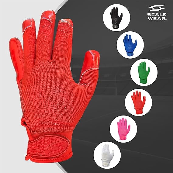 SFIA Football Receiver Gloves One Color - PRO Skull Stealth Grip Silicone Palms Adult Men Youth Sticky Boost Sports Game Battle