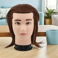 thumbnail image 3 of Raindrops Human Hair Mannequin Head for Barber and Hairdresser Practice in Brown Color, 3 of 7