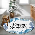 thumbnail image 4 of Happy Summer Round Living Room Rugs 3.3 ft, Blue Starfish Shell Seashell Oceans Life Washable Area Rug with Non-Slip Sturdy Edge Binding Round Front Door Mat Floor Carpet for Entryway, 4 of 9
