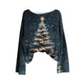 thumbnail image 4 of yardsong Imitation Xmas Ugly Sweater for Women - Boat Neck Christmas Pullover Long Sleeve Xmas Trees Graphic Holiday Tops Blue,XXL, 4 of 4