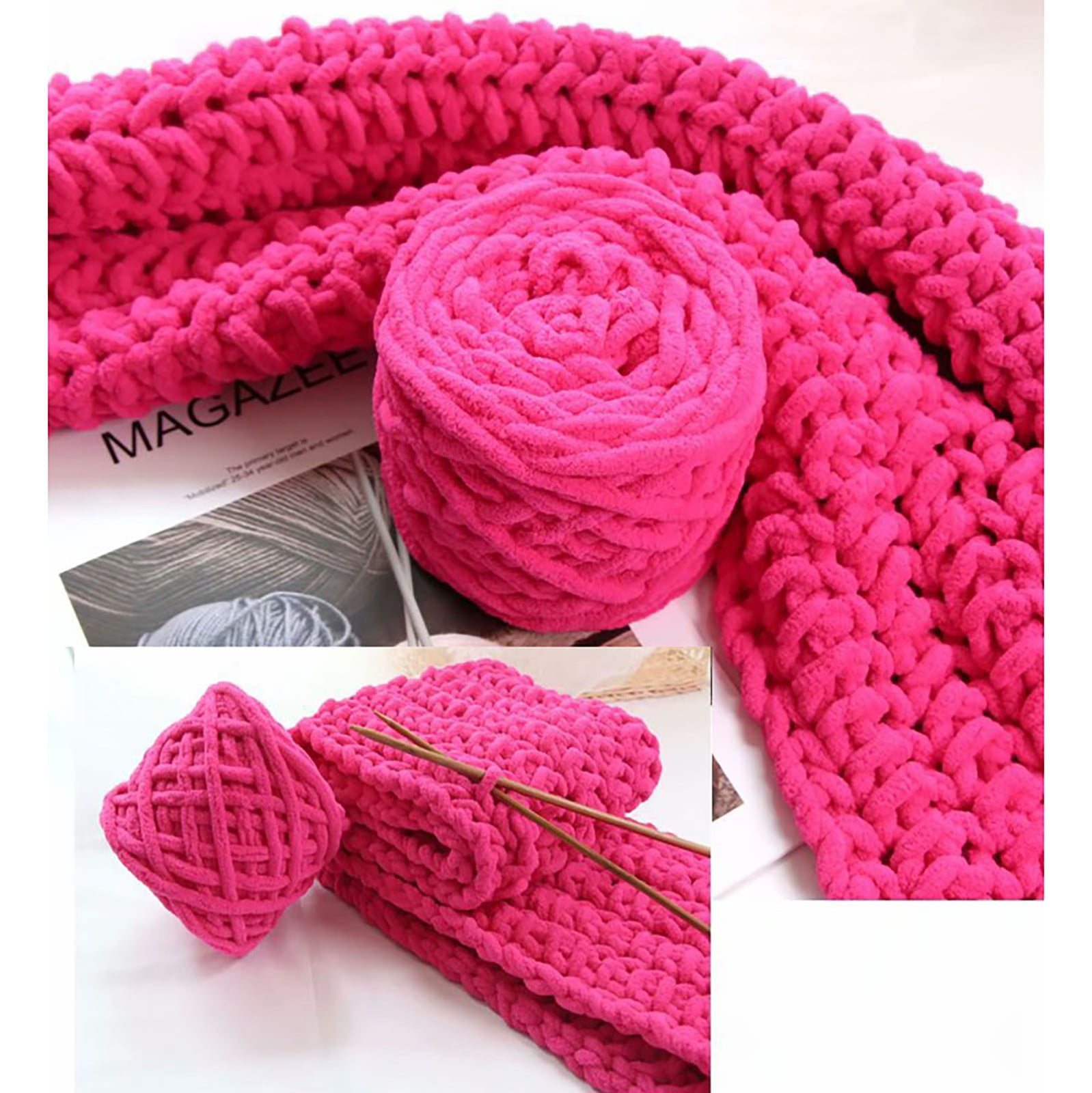 CMrtew Chunky Yarn for Hand Knitting Soft Jumbo Bulky Fluffy Yarn Yarn Acrylic Bulky Washable Hand Knitting Yarn for DIY Blanket Sweater for Crocheting Blanket Scarf DIY Bulky Yarn