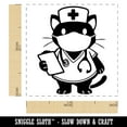 thumbnail image 2 of Serious Nurse Doctor Cat with Stethoscope Self-Inking Rubber Stamp Ink Stamper - Pink Ink - Small 1 Inch, 2 of 7