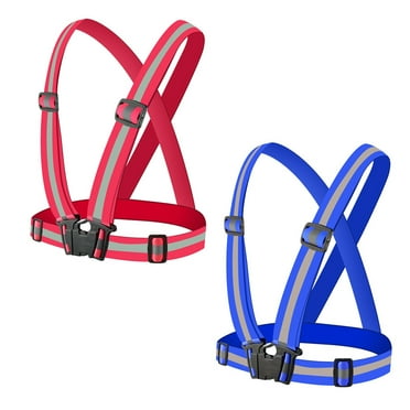 Reflective Vest Running Gear 2Pack, High Visibility Adjustable Safety Ves for Night Cycling,Hiking, Jogging,Dog Walking,Red Blue