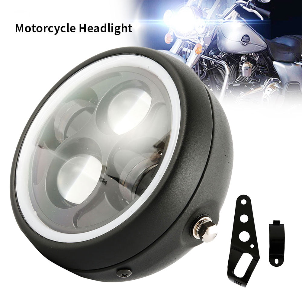 Hi/Lo Beam Motorcycle LED Projector Headlight Angel Eye Fit for Harley Davidson 