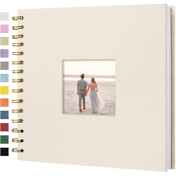 8 x 8 Inch Scrapbook Photo Album Linen Cover, Hardcover Kraft White Pages Memory Book, for Travel Wedding Guest Book Christmas Baby Shower (20 Sheets/ 40 Pages,Beige)