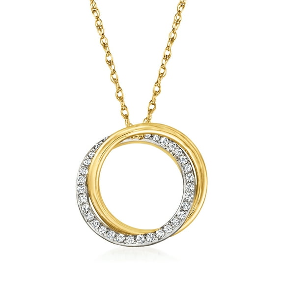 Ross-Simons 0.20 ct. t.w. Diamond Double-Circle Pendant Necklace in 14kt Yellow Gold, Women's, Adult