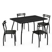 Costway 5 Pcs Dining Set Table 30'' And 4 Chairs Home Kitchen Room Breakfast Furniture Black