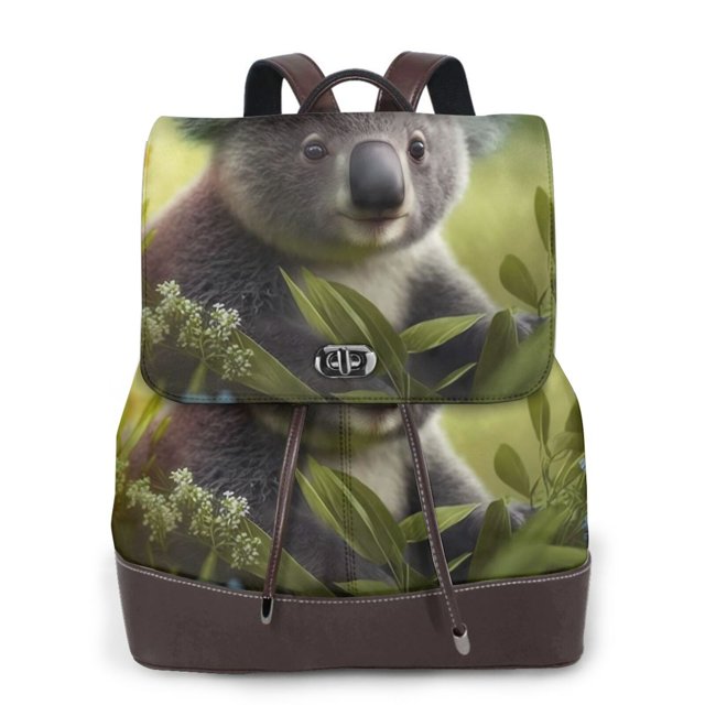 Disketp Daisy Koala Mochila de Cuero para Mujer, Bolso de Espalda Antirrobo con Estilo para Viaje, Trabajo y Uso Diario