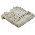 thumbnail image 3 of LR Home Talia Gray/Ivory Striped Lightweight Cotton Blend Embroidered Throw Blanket, 50" x 60", 3 of 8