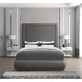 thumbnail image 4 of Pemberly Row Mid-Century Gray Linen Textured Fabric King Bed, 4 of 7