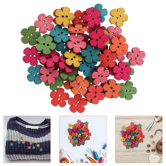 LABELEPH Functional Wooden Buttons For Clothing Diy Crafts Sewing 50Pcs 0.7In