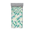 thumbnail image 2 of Ambesonne Vintage Fitted Sheet & Pillow Sham Set, Flora Pattern with Rose, Full, Turquoise Beige Green, 2 of 3