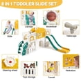 thumbnail image 3 of IHEX 8-in-1 Indoor Slide Toddler Playset for Ages 1-3, Kids Outdoor and Indoor Playground with Basketball Hoop, Climber, Crawling Tunnel, Telescope, and Toy Storage, Orange+Green, 3 of 7