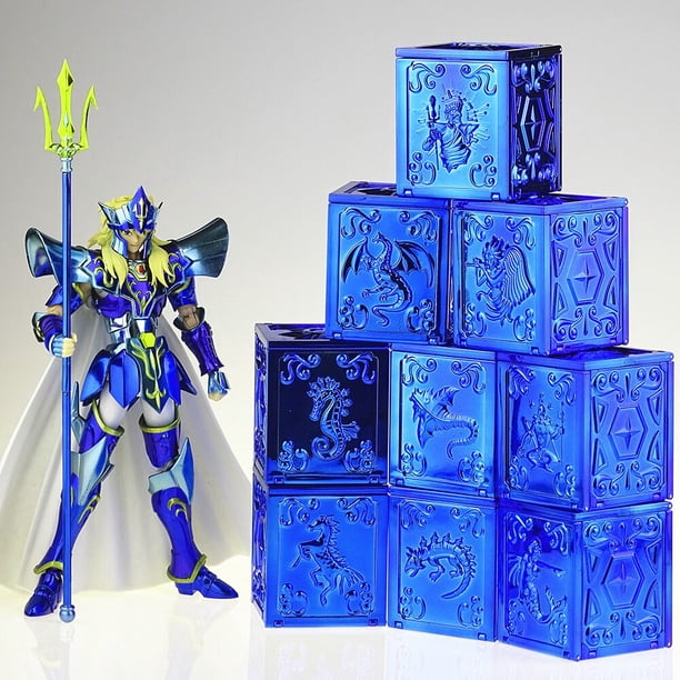 9pcs/Set Saint Seiya Myth Cloth Pandora Box Poseidon Mud Carp BOX Marina Solent Kanon Baiane Sea Horse Kraken PVC Toy Model zhangmengya LED