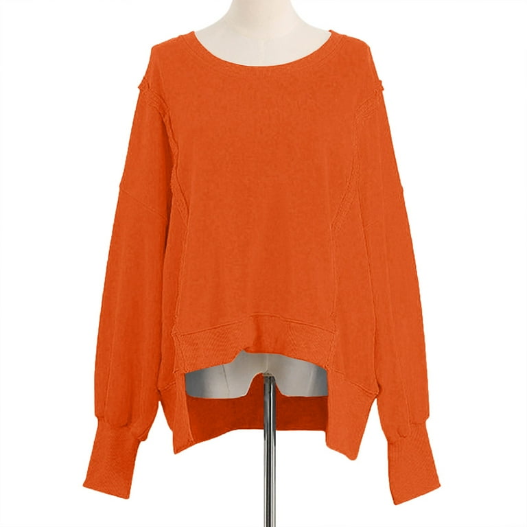 Dyfzdhu Sweatshirts for Women Oversized Crewneck Solid Color