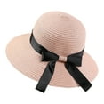 thumbnail image 2 of Womens Straw Hat with Ribbon Bowknot Decor Floppy Beach Cap Sun Hat for Women UPF 50+, 2 of 8