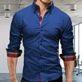 thumbnail image 2 of Camisa de manga larga azul rey, cuello de solapa, corte ajustado, transpirable y cómoda para el trabajo o los viajes, talla XL, 2 of 5