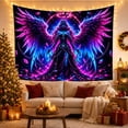 thumbnail image 3 of Dark Angel with Glowing Wings in Nebula Void, Mystical Fantasy for Dark Art Lovers, Ethereal Neon Artwork Halloween Gift Tapestry Wall Hanging for Bedroom and Living Room, 3 of 7