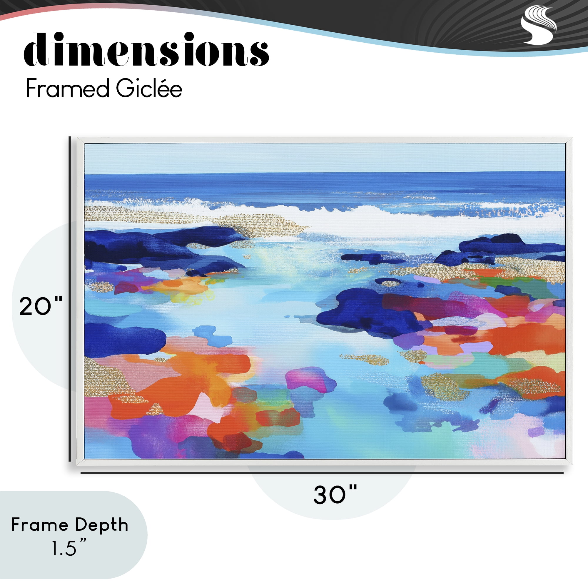 Stupell Industries Coastal Pools Overlay Abstraction White Framed Giclee Art, design by Chromatic Storm Studio