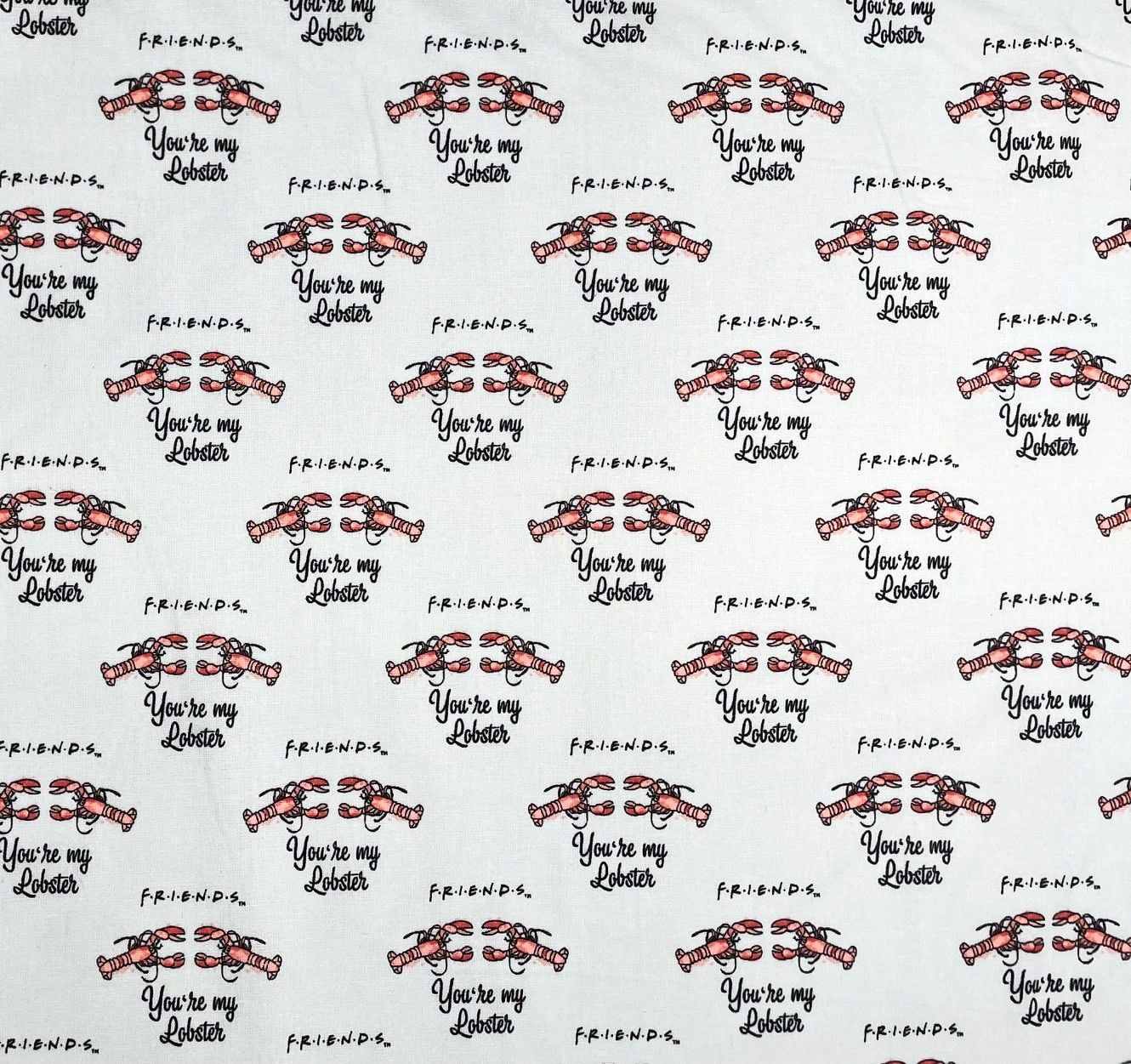 1 Yard - Friends You're My Lobster on Light Blue Cotton Fabric (Great for Quilting, Sewing, Craft Projects, Throw Pillows & More) 1 Yard X 44" Wide