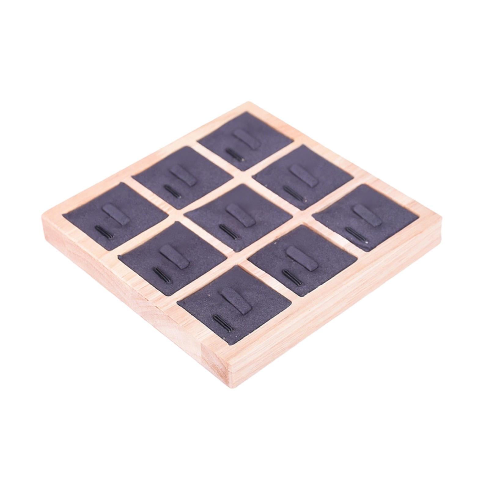 Ring Holder Tray Wooden Display Microfiber Organizer Compact Size Jewelry Sellers Showcase Use
