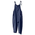 thumbnail image 3 of NMMUED Jumpsuits for Women Summer Casual Cotton Linen Baggy Overalls Sleeveless Rompers Spaghetti Strap Loose Wide Leg Pants with Pockets Loungewear Navy XL, 3 of 6