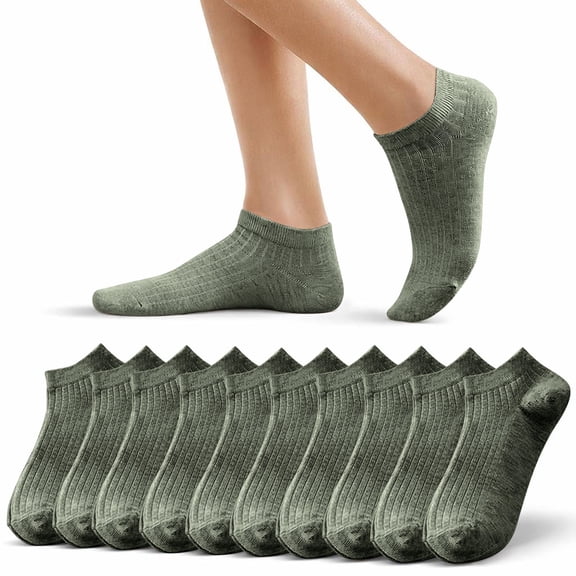 Women's Ankle Socks 10 Pairs, Soft Casual Cotton Blend Socks for Women, Invisible Low Cut Socks for Daily Walking and Sports