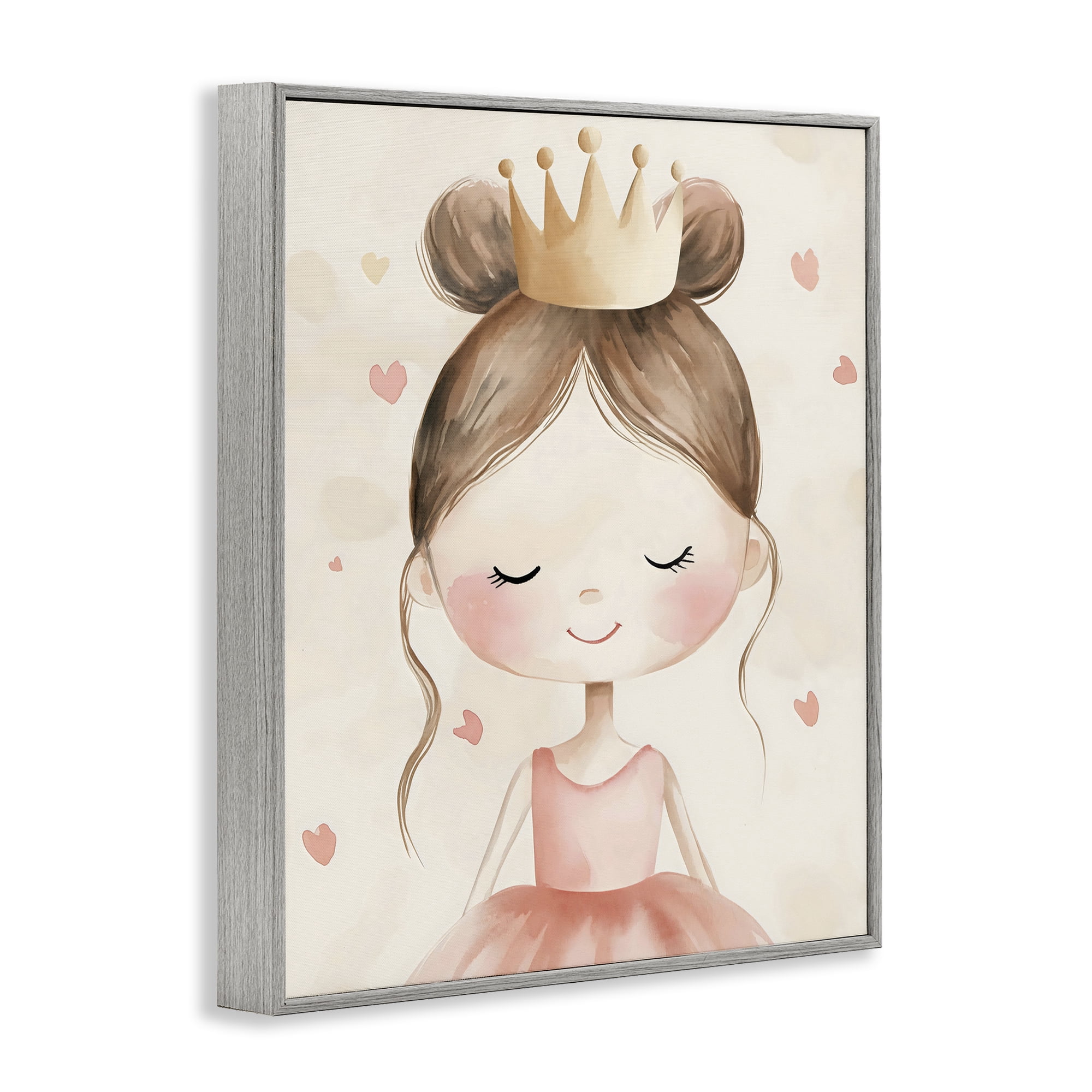 Stupell Industries Pink Ballerina in Crown Gray Framed Giclee Art, design by Creative Studio