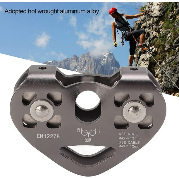 Zipline Pulley, Aviation Aluminum Portable Double Bearing Pulley for