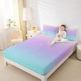 thumbnail image 3 of Erosebridal Starry Sky Queen Sheet Sets for Girl, Cartoon Stars Bed Set, Purple Blue, 4 Pieces, 3 of 5