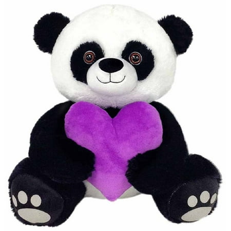 Peek A Boo Toys Prince The Panda with Purple Heart Stuffed Animal Plush Toy Gift | Purple and Black Soft 10 Prince The Panda with Purple Heart