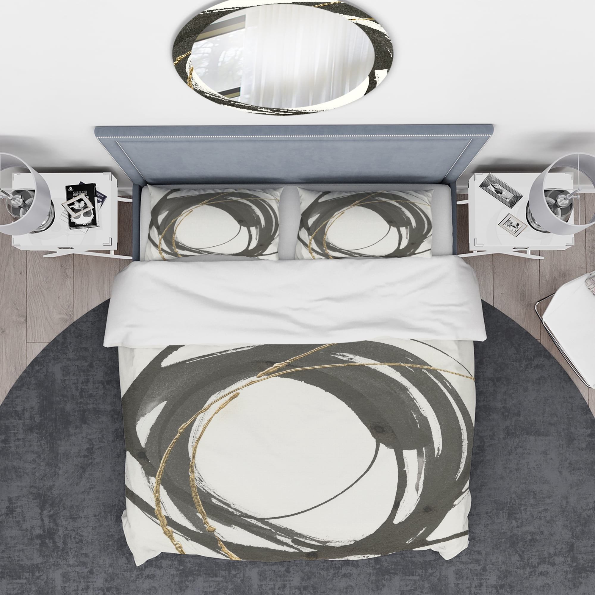 Designart 'Gold Glamour Circle I' Geometric Duvet Cover Set
