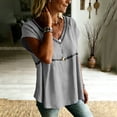 thumbnail image 5 of Ruimatai Women Eyelet Trim V Neck Blouse Casual Short Sleeve Loose Fit Peplum Top for Casual Outings & Weekend Brunch, 5 of 6