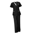 thumbnail image 4 of Uniformes de enfermería, conjuntos de batas para mujer, disfraz de enfermera cómodo para médico, pantalones deportivos superiores para esteticista de Negro Yinane Uniforme de enfermera, 4 of 8