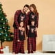 thumbnail image 3 of Conjuntos de pijamas navideños para dormir a juego para la familia, top de nieve a cuadros con ciervos negros y pantalones rojos, 3 of 3