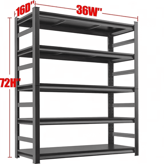 5 Tier Book Shelf, Metal Bookshelves, Heavy Duty Steel Bookcases, Large Storage Capacity Adjustable Tall Industrial Bookshelf for Living Room, Bedroom and Study Room, Black