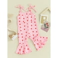 thumbnail image 3 of Bagilaanoe Toddler Baby Girl Valentine's Day Jumpsuit Sleeveless Heart Print Romper Overalls 12M 18M 24M 3T 4T 5T Kids Flared Pants Bell-Bottoms, 3 of 9
