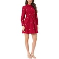 thumbnail image 5 of INSPIRE CHIC Women's Valentine's Day Dress Long Sleeves Turn Down Collar Button Floral Mini Shirt Dresses S Red, 5 of 7