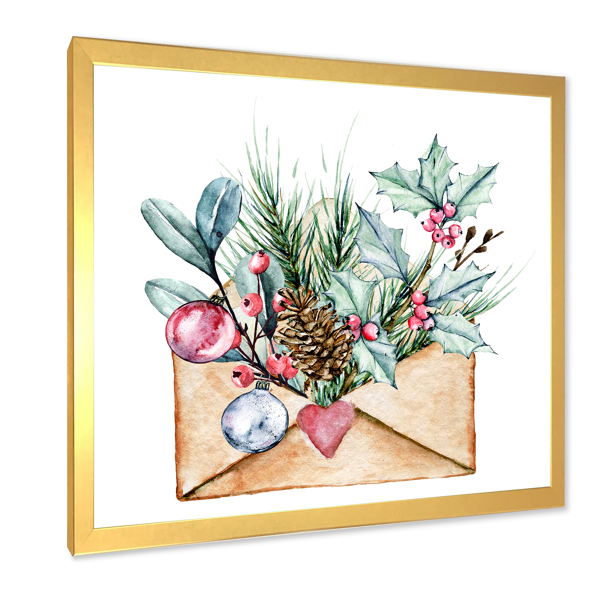 Designart 'Merry Christmas Greeting Card Envelope' Traditional Framed Art Print