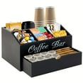thumbnail image 1 of HLONK Wooden Coffee Bar Organizer Coffee Station Organizer Coffee Bar Accessories - Coffee Countertop Station with Drawer  Pods Holder & Storage Basket, 1 of 5