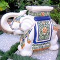 thumbnail image 2 of International Caravan Furniture Piece Large Porcelain Elephant Stool, 2 of 2
