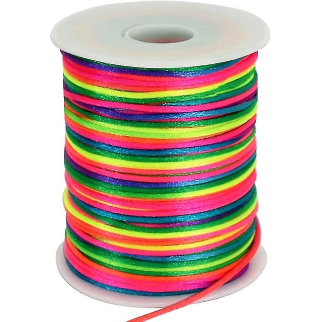 2mm X 110 Yards Rainbow Mixed Color Nylon Cord Satin String For Bracel