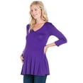 thumbnail image 2 of 24seven Comfort Apparel Three Quarter Sleeve V-Neck Maternity Tunic Top, 2 of 4
