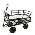 thumbnail image 6 of Black Heavy Duty Double Fence Utility Wagon Cart with 600Lb Capacity - Inflatable Tires for Garden, Yard & Outdoor Use, 6 of 11