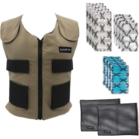 Glacier Tek Sports Cool Vest Bundle, with Cooling Packs Plus Booster Pack Set