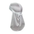 thumbnail image 1 of TOPTIE Silky Durag Headwraps, Extra Long Tail Wide Straps for 360 Waves Do-Rag-White, 1 of 6