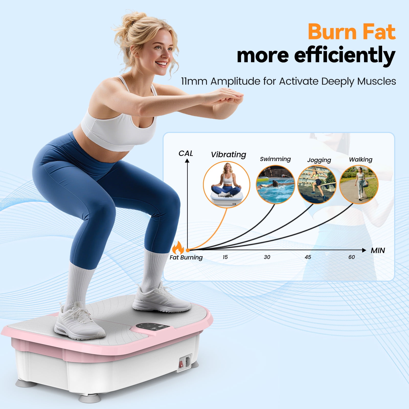 UPGO Vibration Platform Machine, full Body Workout Vibration Fitness Platform, 400 lbs Weight Capacity, Multiple Exercise Modes, Includes Resistance Bands and Remote Control.