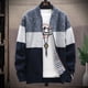 thumbnail image 3 of Suéter holgado con cuello redondo y cremallera para hombre, chaqueta de punto informal gruesa con forro polar, otoño e invierno, 3 of 4